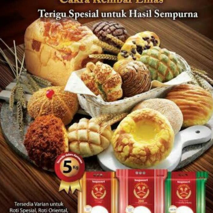 

TEPUNG TERIGU CAKRA KEMBAR EMAS BOGASARI (ROTI PAO & MANTAO) 5 KG