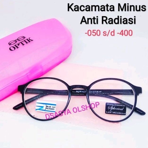 Kacamata Minus Bulat Lensa Blueray Anti Radiasi Gagang Lentur Pria Wanita Unisex - SPH 3013 BC