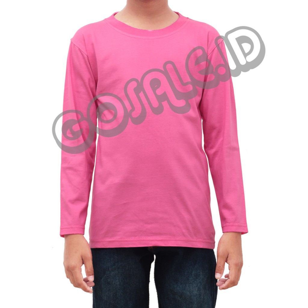 KAOS KATUN/COTTON ANAK PINK FANTA POLOS LENGAN PANJANG