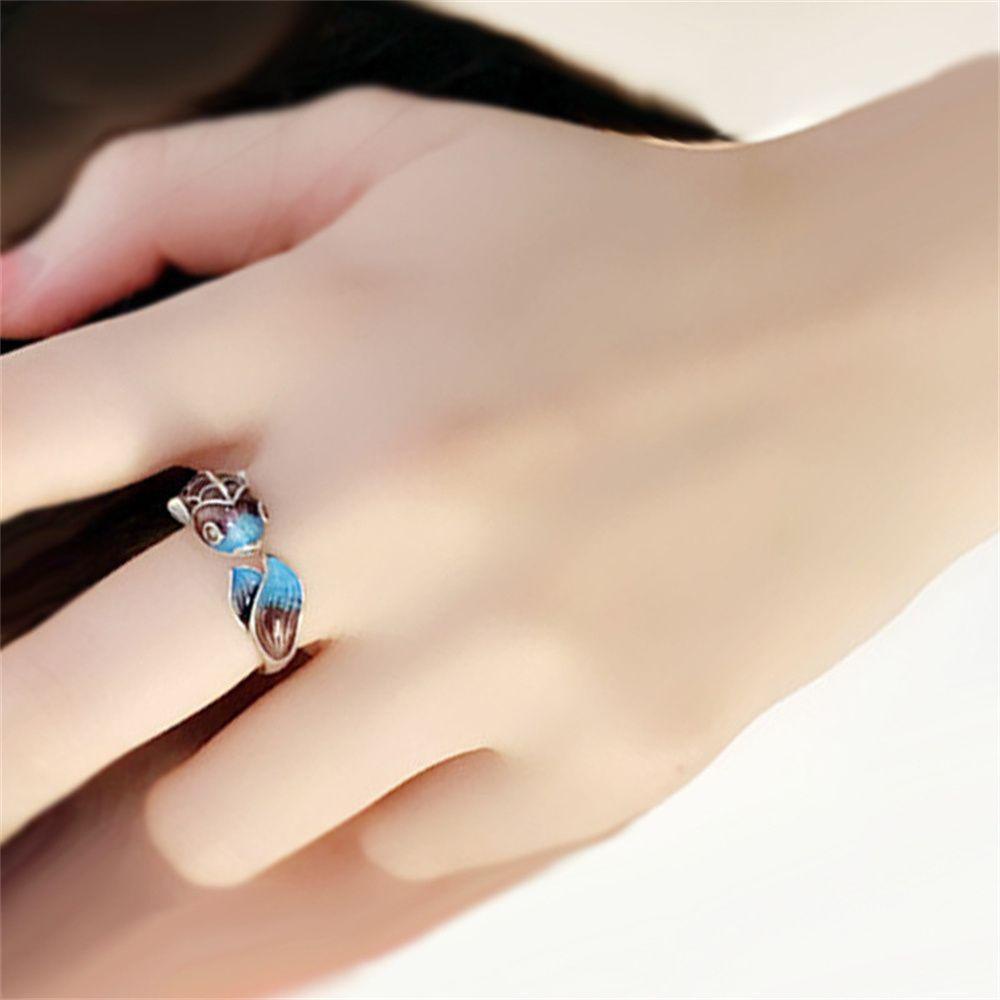 Preva Rings Good Luck Ladies Enamel Warna Silver Cincin Jari Ikan Koi