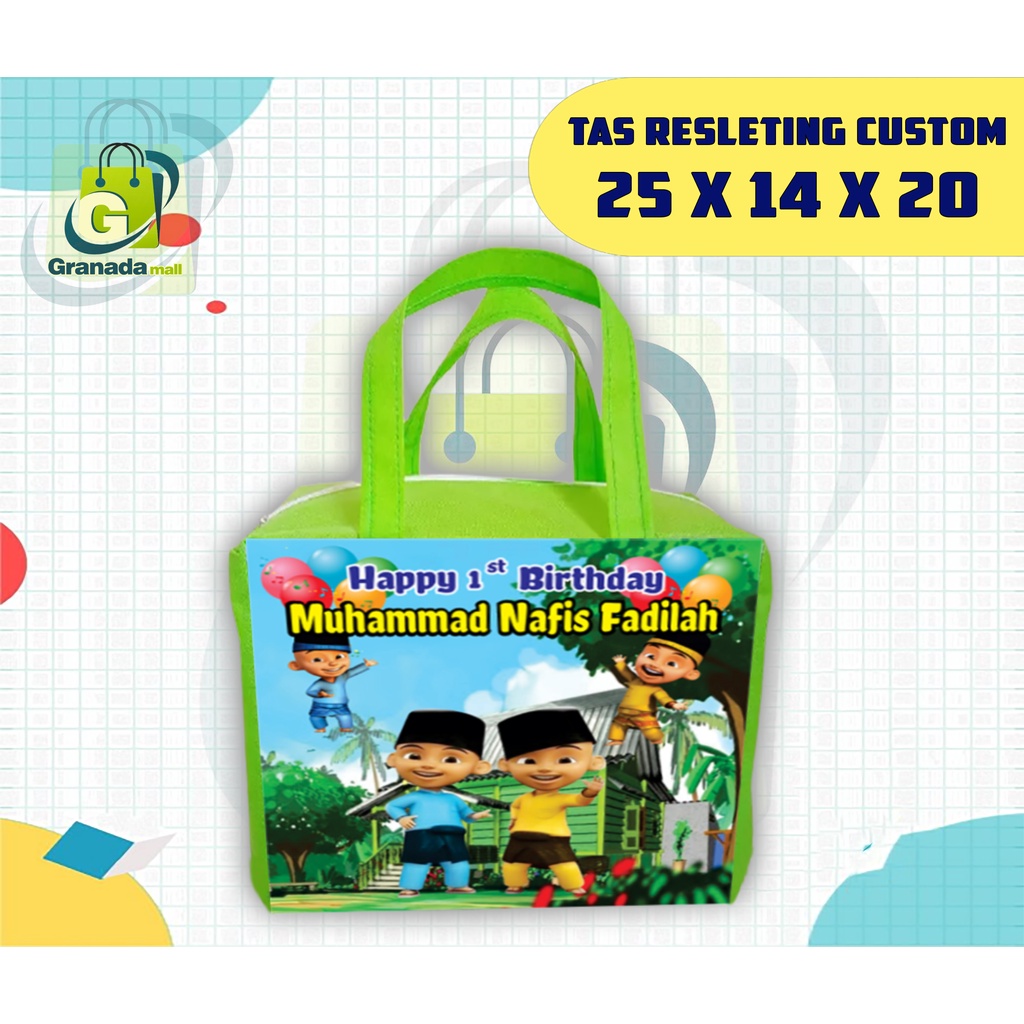 

TERMURAH GOODIE BAG ULTAH RESLETING CUSTOM TEBAL 25x14x20 (PXLXT)-Tebal 75 gsm