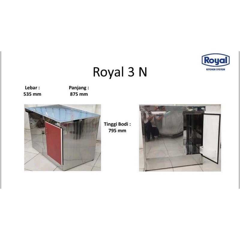 meja dapur sudut minimalis royal kitchen set stainless R 3 lemari potong lemari dapur