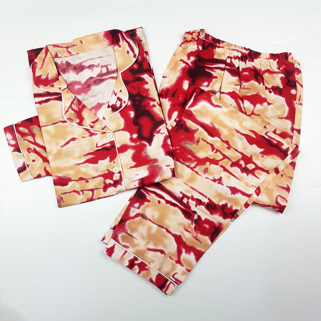Stelan Baju Tidur Piyama Dewasa Lengan Panjang All Size Motif Lumina-PPL TIE MARUN