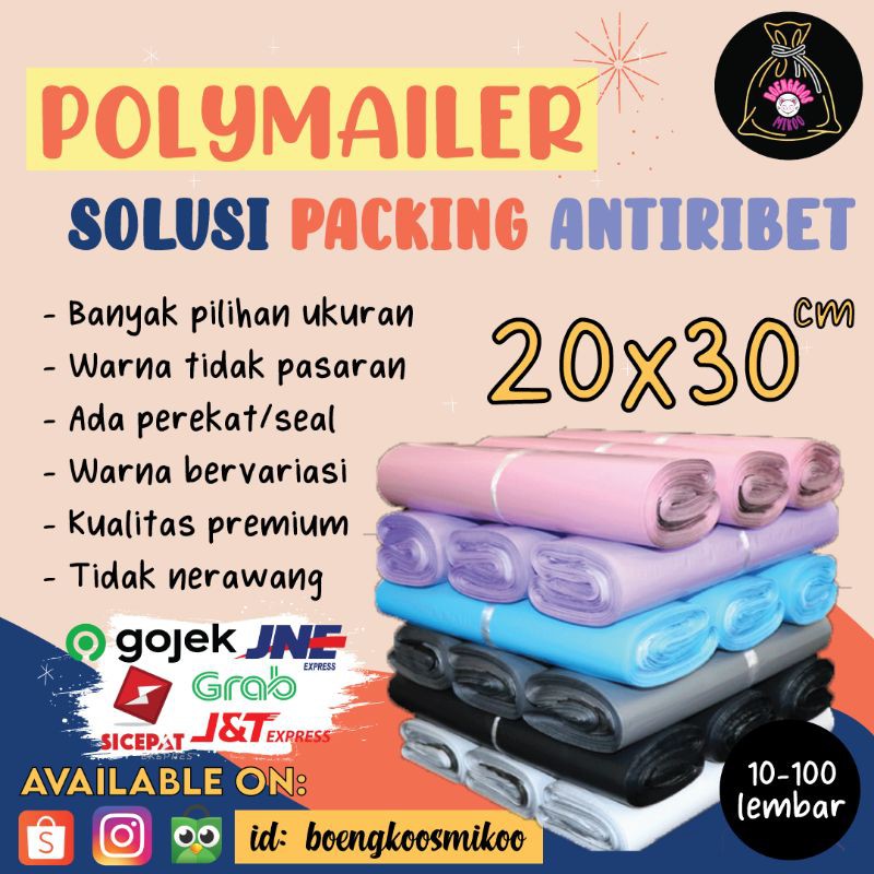 

Polymailer 20x30 cm warna pink, putih, ungu (100 pcs)