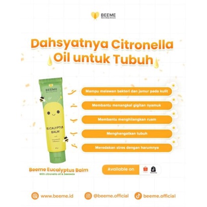 Beeme Eucalyptus Balm with Citronella Oil &amp; Beeswax menangkal gigitan nyamuk