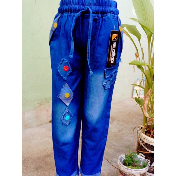 BAGGY PANTS JEANS ANAK KOMBINASI KANCING