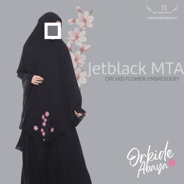 Orkide Abaya by. Mahira Indonesia / Abaya Jetblack MTA / Gamis pesta / Gamis Bordir bunga