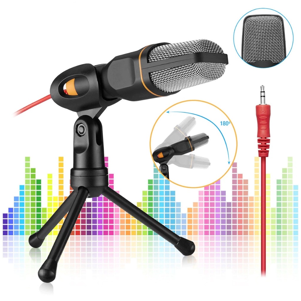 MallCasing - SF-666 Condenser Studio Mikrofon / Microfone / Microphone dengan Tripod + Mic Cover Untuk Komputer Hp Karaoke Recording