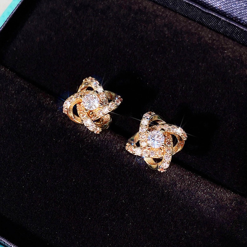 Anting Tusuk Gantung Hias Cubic Zirconia Untuk Pengantin Wanita