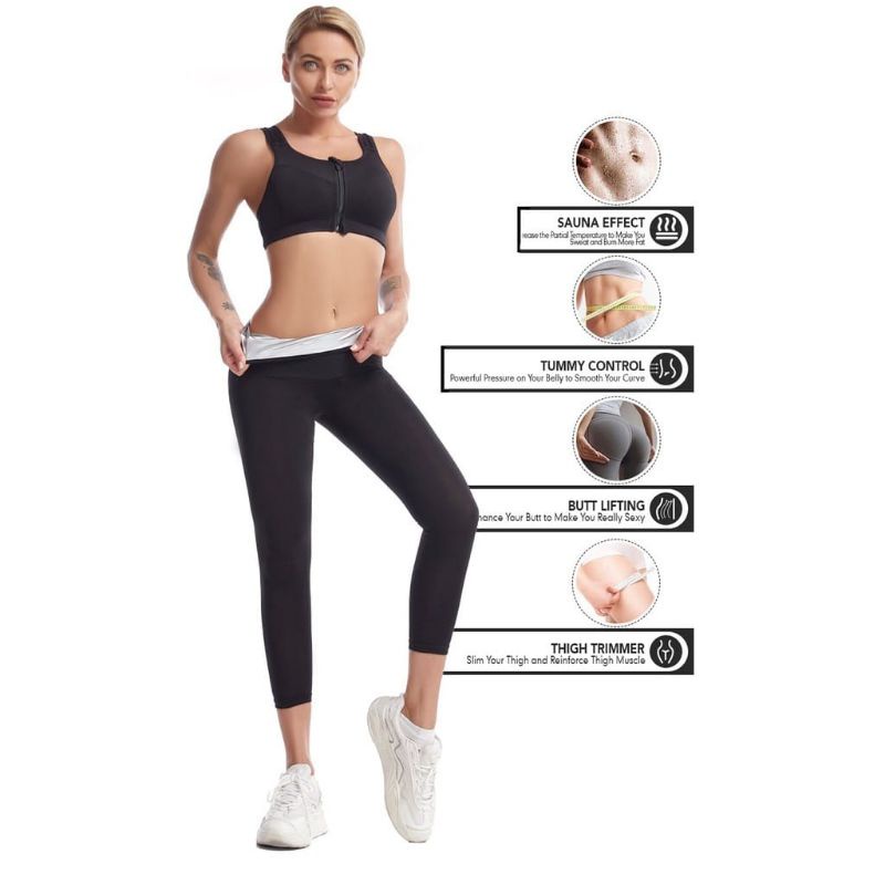 Laristerus79 CELANA SAUNA pembakar lemak hot shaper silver legging olahrag gym yoga senam lari impor