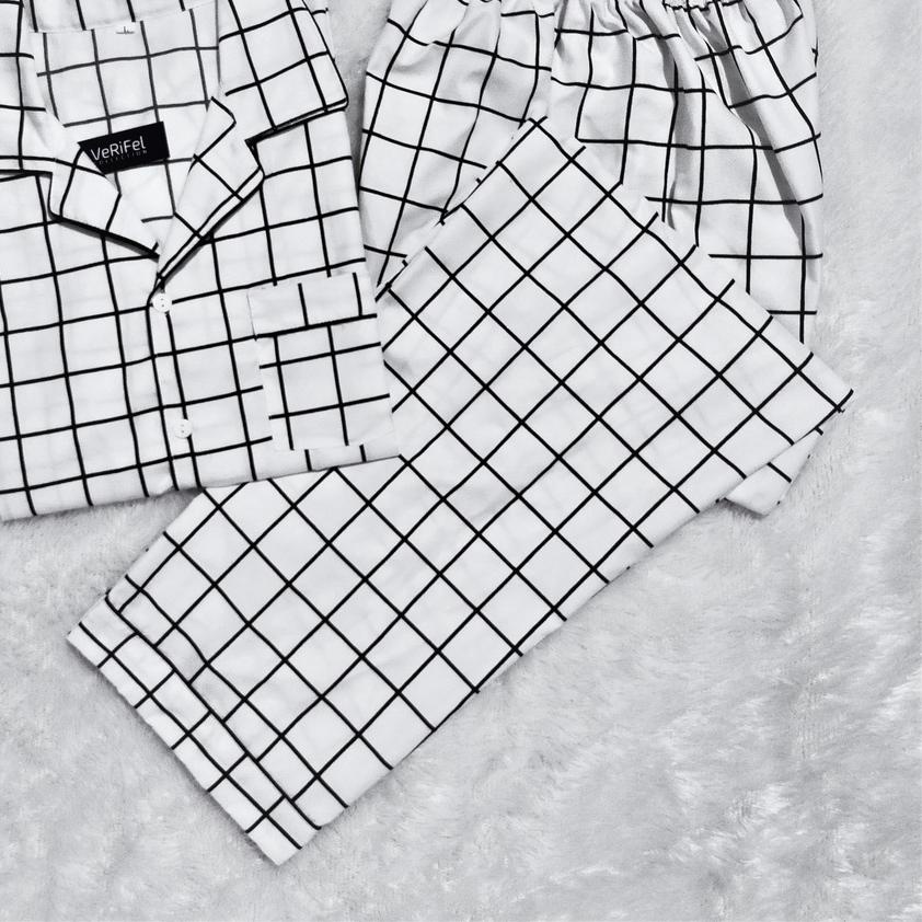 VeriFel Piyama Pria / Baju Tidur Cowok Cewek Remaja / Dewasa /Jumbo Promo Murah Motif Kotak Plaid / 