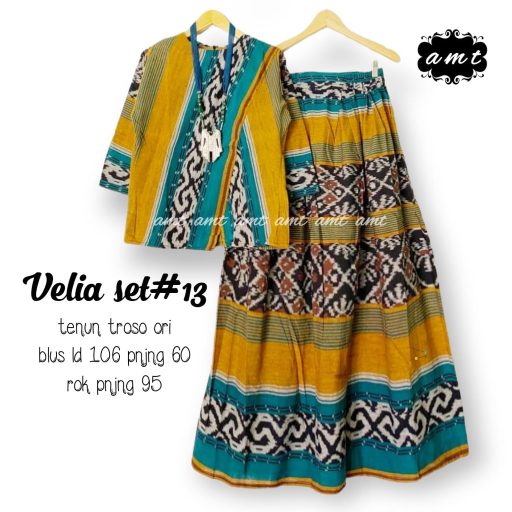 Atasan Bawahan Batik Set Tenun by Butik Batik Solo Bahan Tenun ORI kode VELIA SET TENUN SERIES