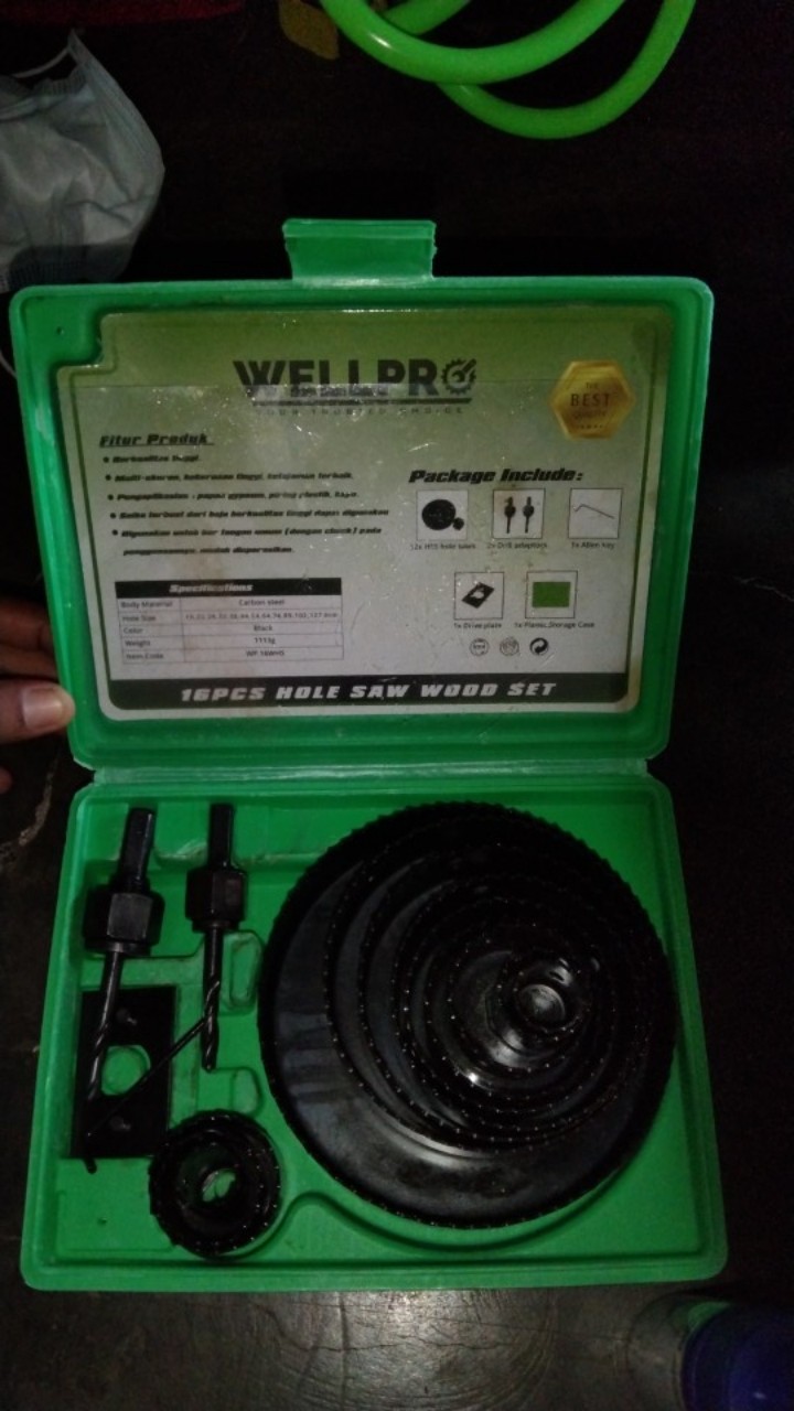 Hole Saw Holesaw Set 16 Pcs Wellpro Mata Bor Pelubang Kayu Paralon Hidroponik