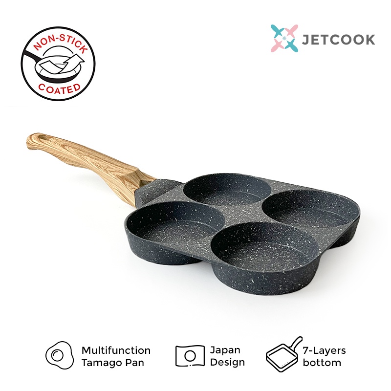 JetCook Panci Penggorengan 3 / 4 Lubang Anti Lengket Multi Fungsi (Burger, Omelet, Steak, dll.)