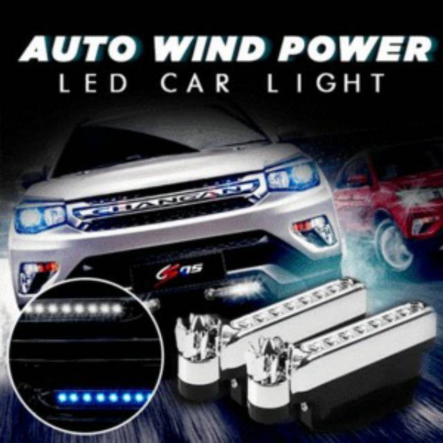 Lampu Mobil Tenaga Angin Auto Wind Power 8 LED Pair Car Light Aksessoris Otomotif Exterior 1PCS