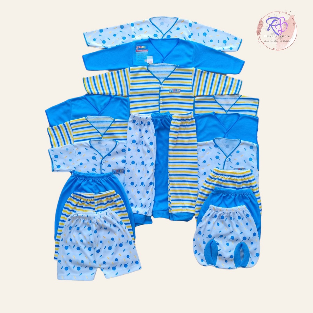 Paket baju bayi newborn Seri biru 18pcs/ 12pcs Baju bayi baru lahir set Kado bayi