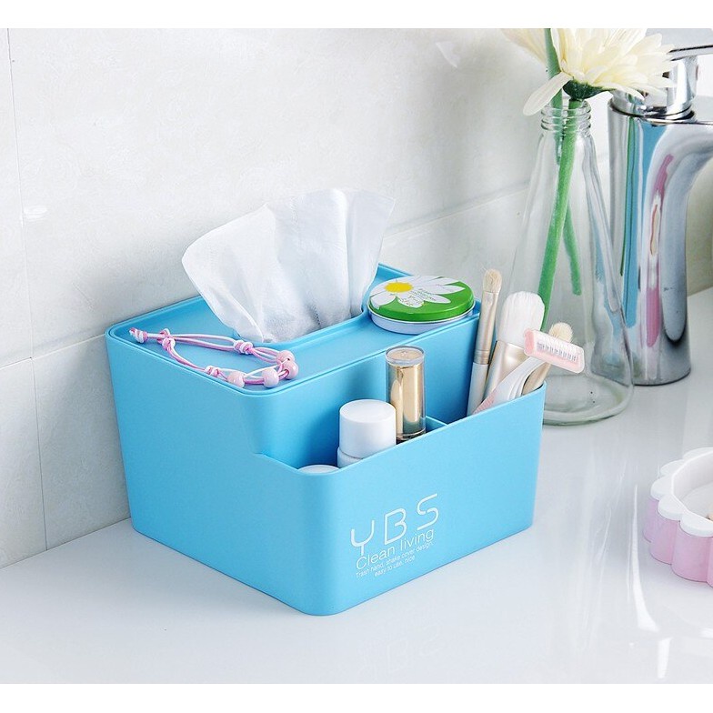 YBS Tissue Box Kotak Tissue Box Tempat Tissue + 2 sekat - Biru Tempat Tisu