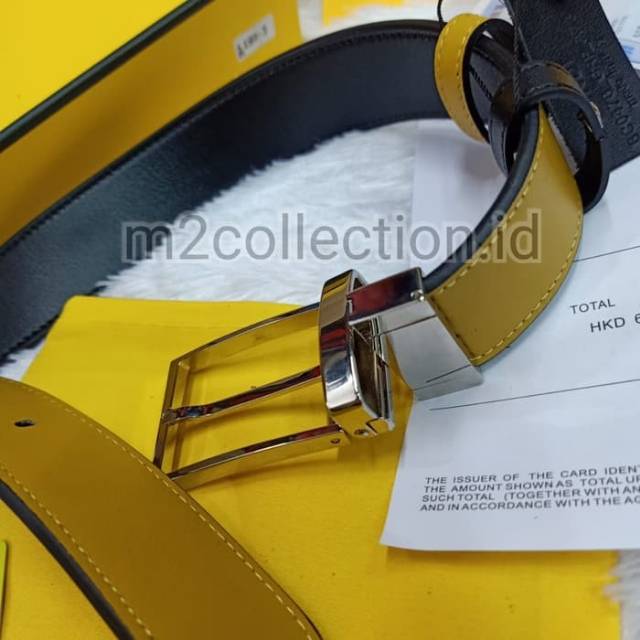 Ikat Pinggang FENDI belt Yellow and Black Mirror Quality / Gesper-Biru and Red