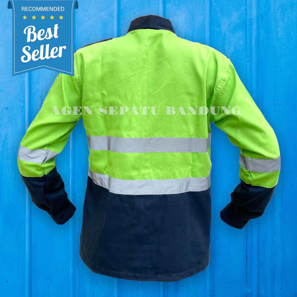 AGEN Seragam safety Baju Safety Lengan Panjang Katelpak Wearpack Atasan Safety Kombinasi 2 Warna Kemeja two tone