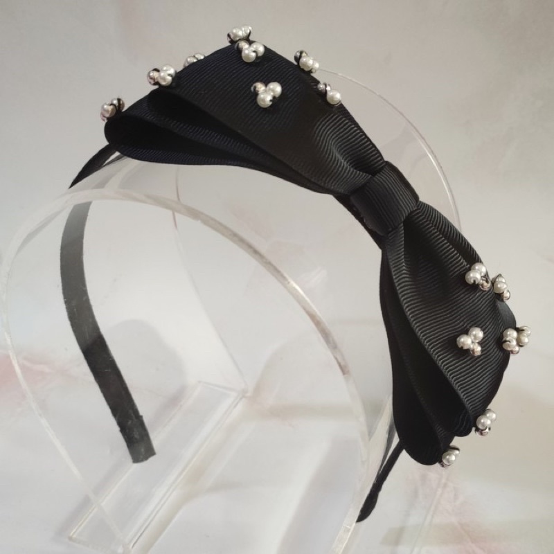 Bando anak pita besar/ bando pita hitam/ pita mutiara/ french clip/ bando korea