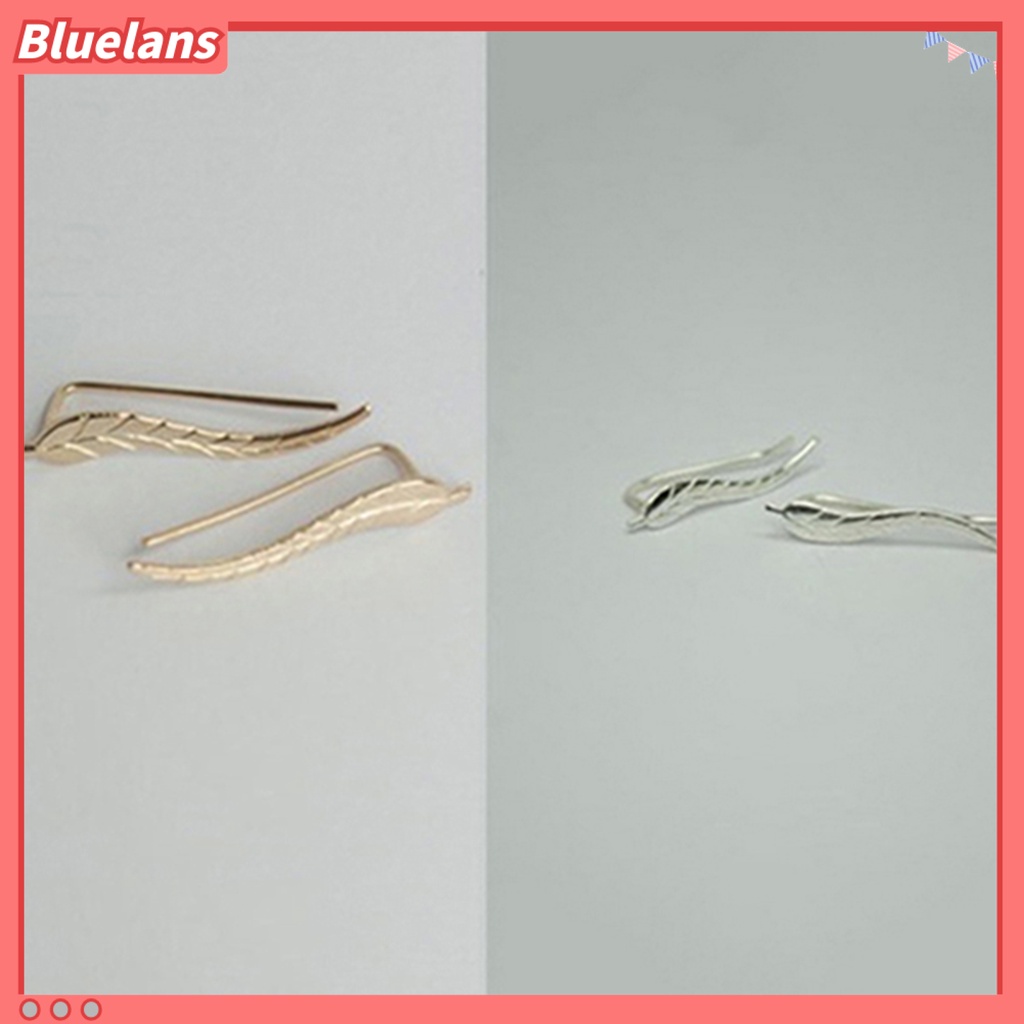 Bluelans 1 Pair Ear Stud Leaf Shape Exquisite Alloy Fashion Stud Earring for Women