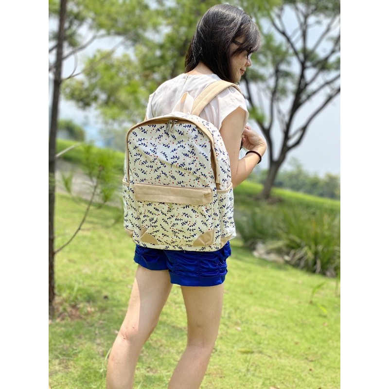 TAS RANSEL WANITA IMPORT Premium nylon backpack motif DAUN tas punggung sekolah anak