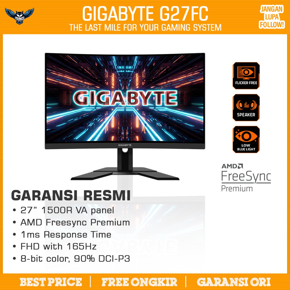 GIGABYTE G27FC 165Hz 1ms CURVED GAMING MONITOR 27&quot; LED A-EK CSOT