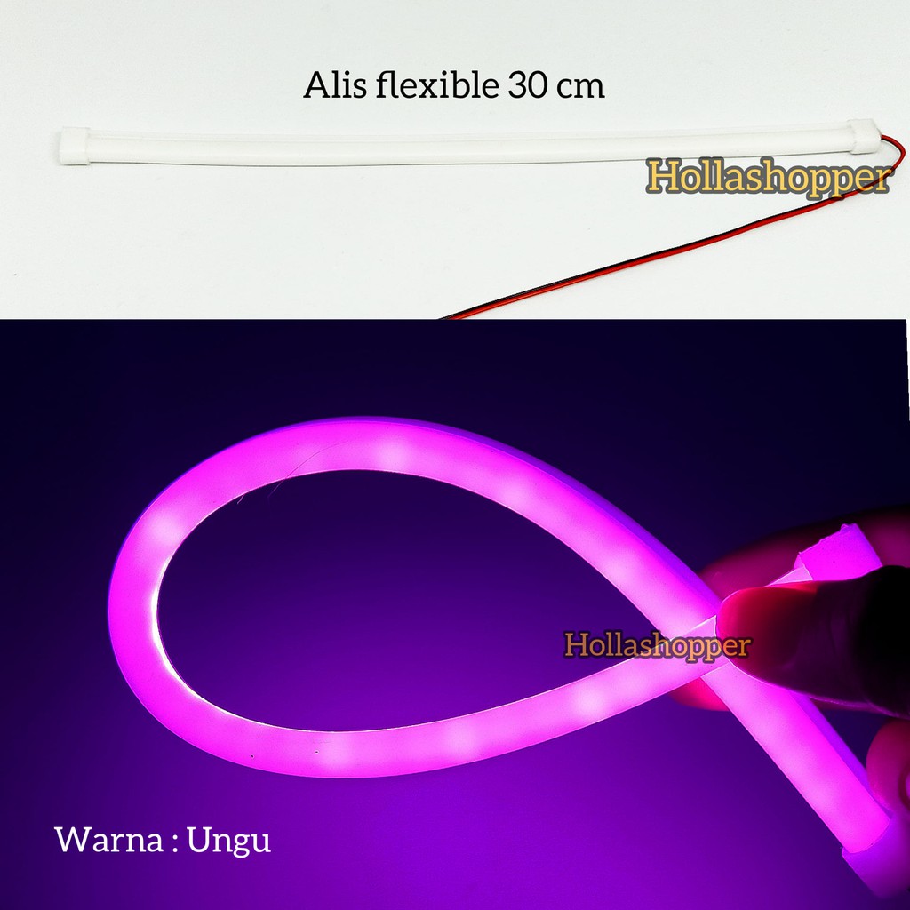 LAMPU ALIS FLEXIBLE 30 CM MOBIL DAN MOTOR LED DRL FLEXIBLE WARNA UNGU