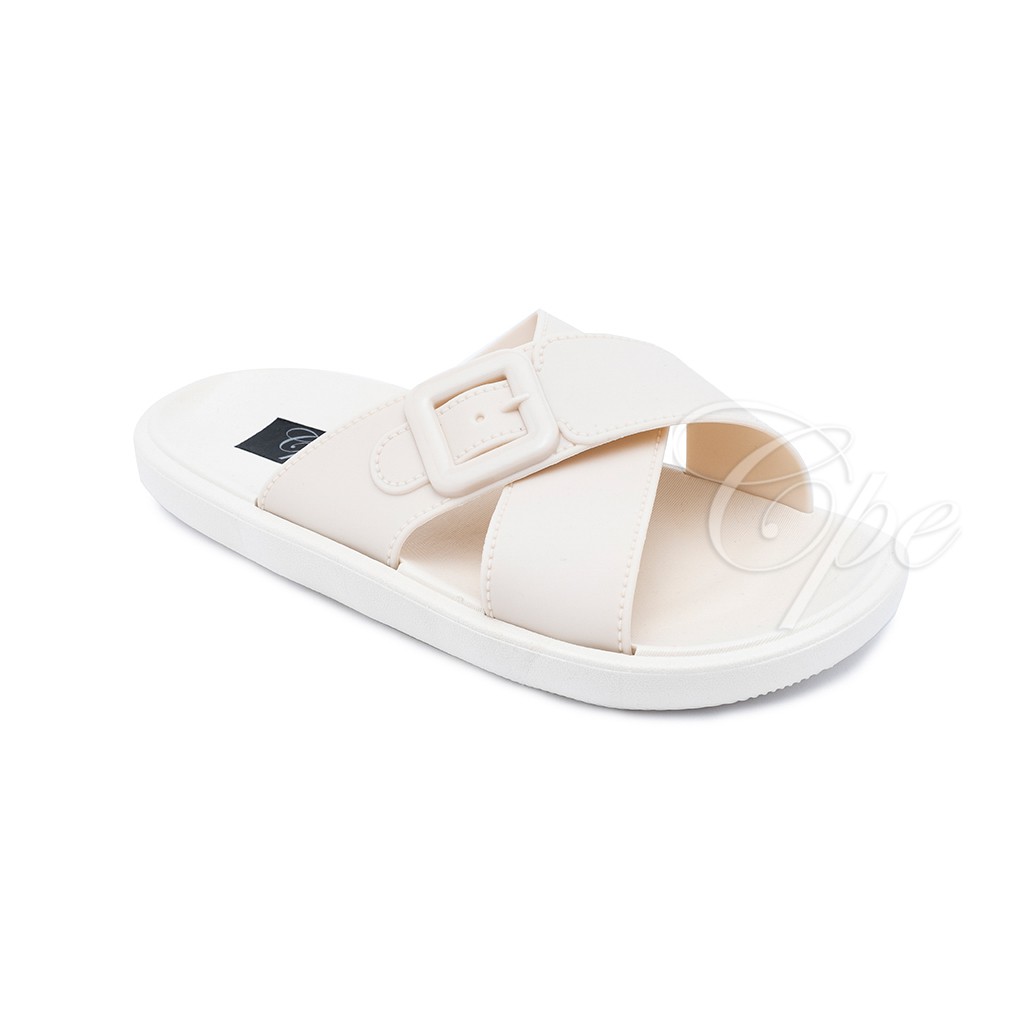 CALL SLPT OVAL_X Sandal Slop Slip On Teplek Wanita Sandal Cewek-Beige