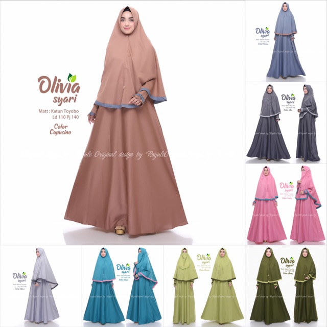 OLIVIA syari set gamis dress maxi longdress busui khimar niqob royale