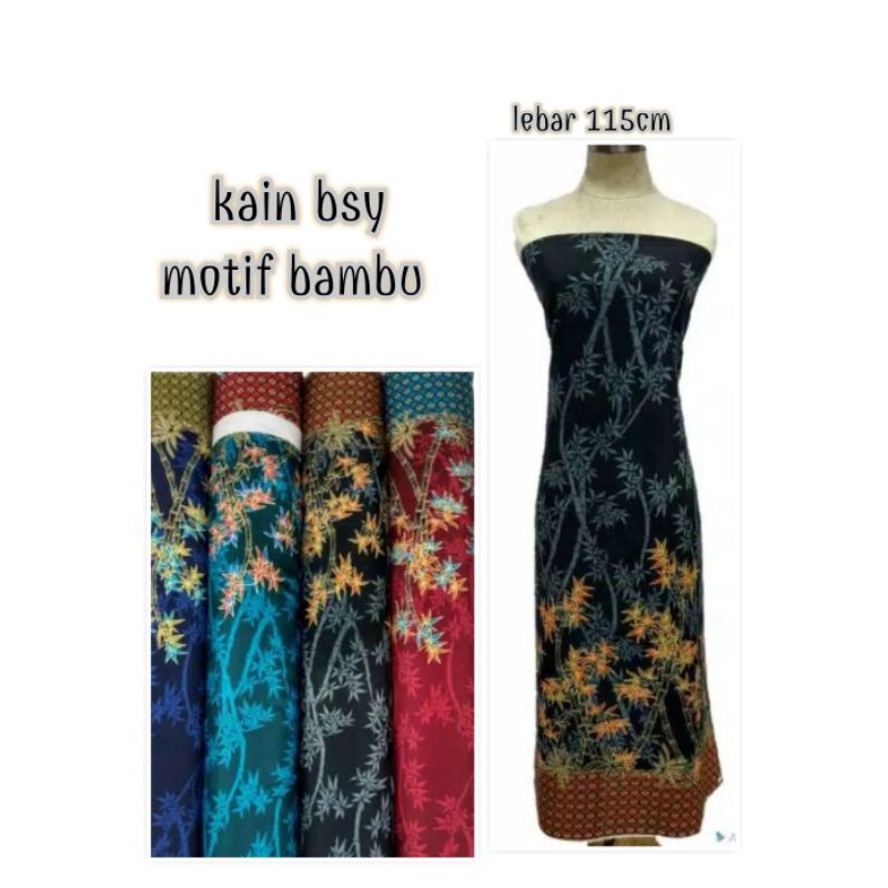 bahan kain batik bsy halus motif bambu/kain bsy murah meteran