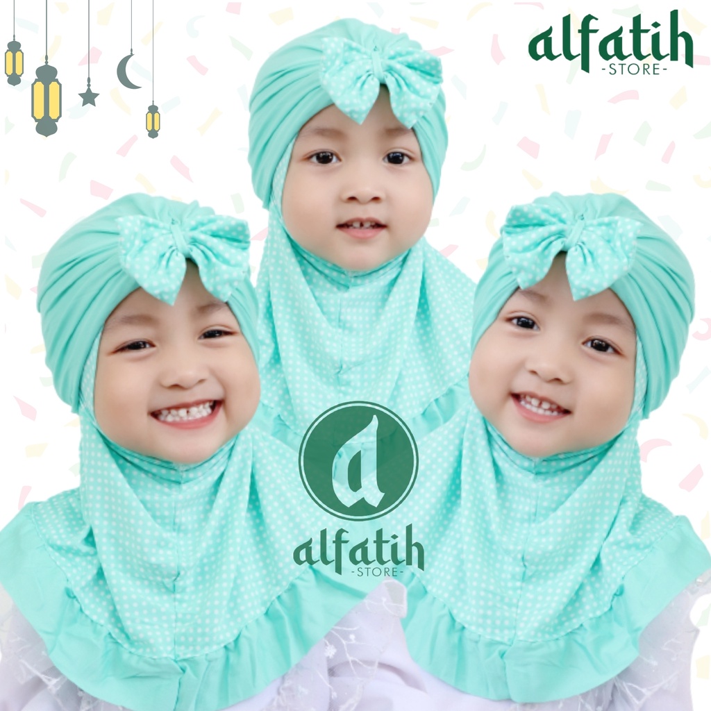 ALFATIH STORE / JILBAB HIJAB ANAK TURBAN ARSY POLKADOT / HIJAB ANAK / JILBAB INSTAN /KERUDUNG ANAk / Kerudung Anak Jilbab Hijab Anak Bayi Perempuan / pastan baby / hijab anak / Jilbab Anak bayi Usia 0-3 Tahun Bahan Jersey Premium Nyaman Di Pakai