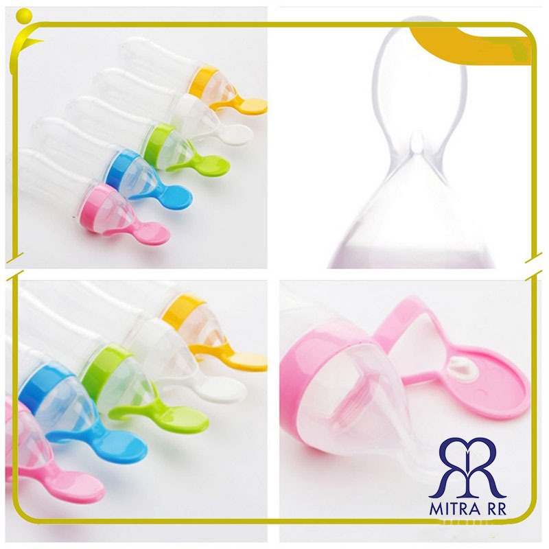 Botol Susu Sendok Bayi MPASI Bahan Silicon Feeding Alat Training Makan Bayi Peralatan MPASI BPA FREE