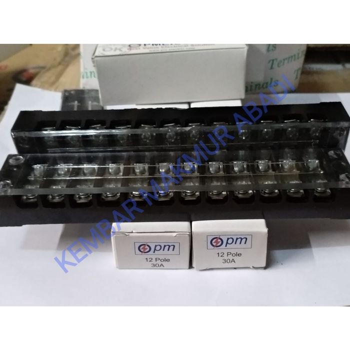 Terminal Blok 30A 12pole / STB30-12P merk PM / Isolator 30Ampere 12pole / Terminal Block PM 12P 30A