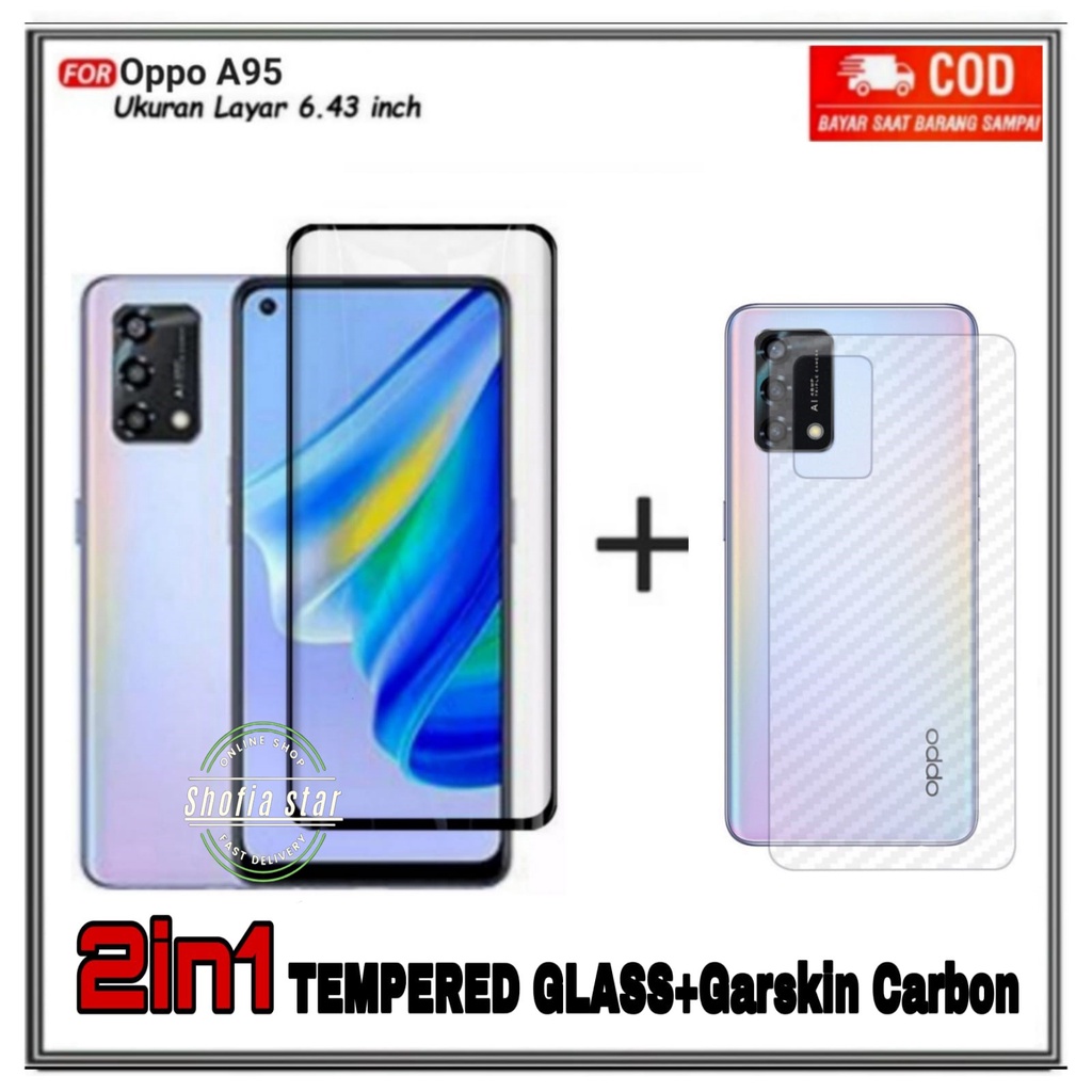 PAKET 2IN1 TEMPERED GLASS OPPO A95 A74 A55 A54 4G5G TG LAYAR ANTIGORES KACA FULL COVER