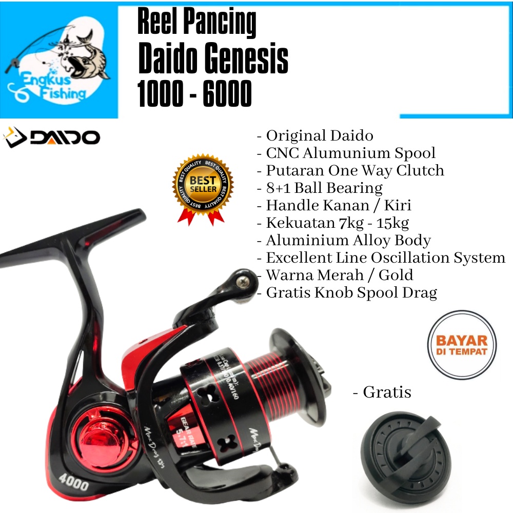 Reel Pancing Daido Genesis 1000 - 6000 One Way (8+1 Bearing) Spool Alumunium Murah - Engkus Fishing