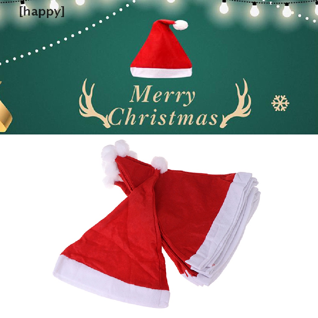 10pcs Topi Santa Claus Untuk Dekorasi Natal