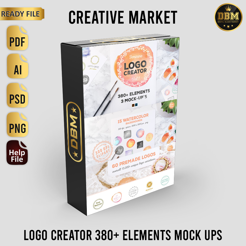 Logo Creator 380+ Elements Mock Ups - Photoshop &amp; Illustrator