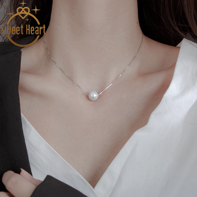 Small Pearl Pendant Necklace Girl Retro Simple Clavicle Chain Women's Daily Jewelry