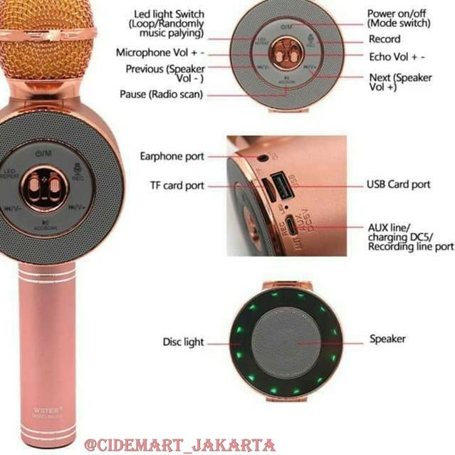 ◊ [] MICROFON BLUETOOTH WS-668 MIC KARAOKE SMULE ♦