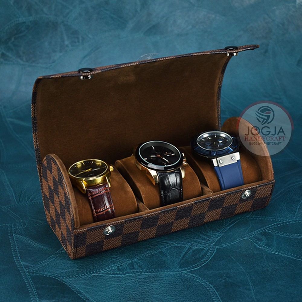 Traveller Watch Case Tube / Tempat Jam Tangan Sport Isi 3 Hitam Merah