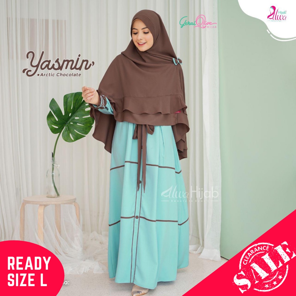 Gamis Syari Alwa Hijab Yasmin Set Dress Original
