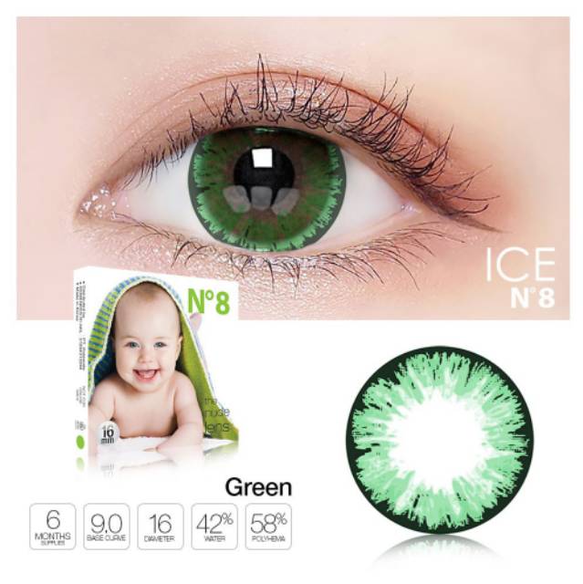 Softlens warna bulanan ICE No 8/soflens bulanan ice n8 colour BIG EYES/BABY EYES normal s/d -6.00