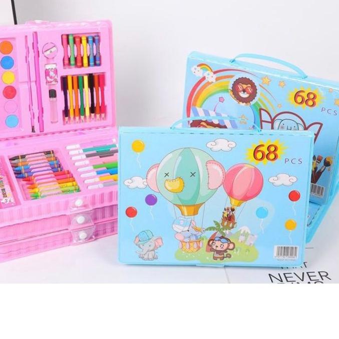 

T77★ crayon set 68pcs/alat mewarnai anak/atk/alat melukis anak free serutan free kuas Banyak Peminat