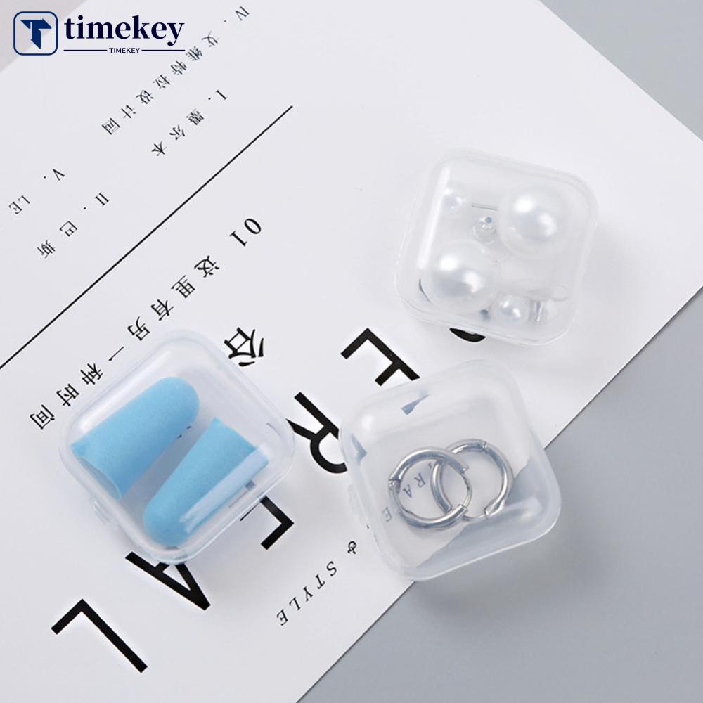 Timekey Kotak Penyimpanan Perhiasan / Tablet / Pil / Memory Card Mini Bahan Plastik Ukuran 3.5x3.5cm C8H3