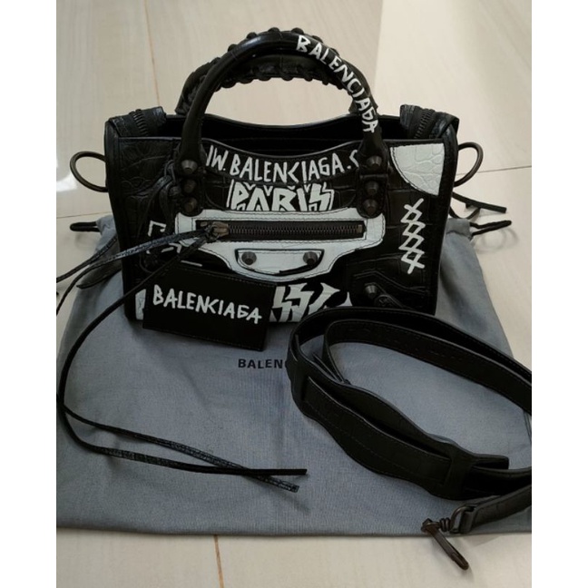 Like new Balenciaga mini Croco grafitti black RHW 2020With dustbag, mirror and longstrap