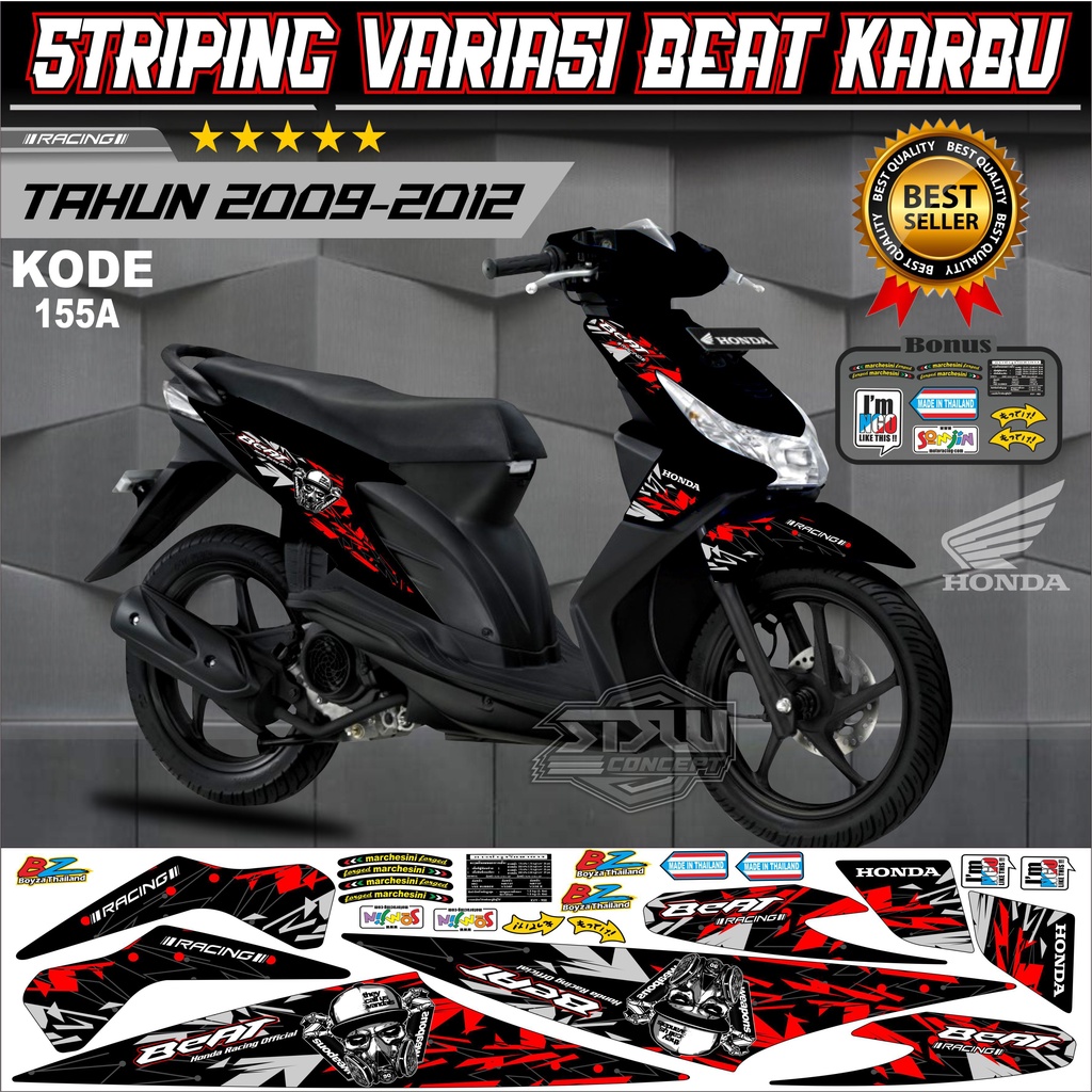 Striping Beat Karbu Stiker Lis Motor Beat Karbu Variasi kode 155