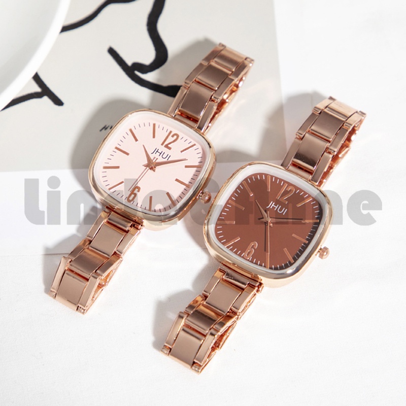 Jam Tangan Analog Wanita Strap Stainless Steel Gaya Elegan Korean Fashion