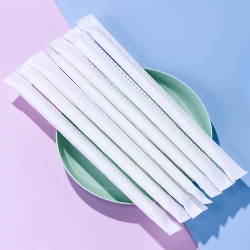 [100 Pcs Biodegradable Disposable Straws] [PLA Environmentally Friendly and Healthy Beverage Milk Tea Straws with High Temperature Resistance] [Disposable Tableware]