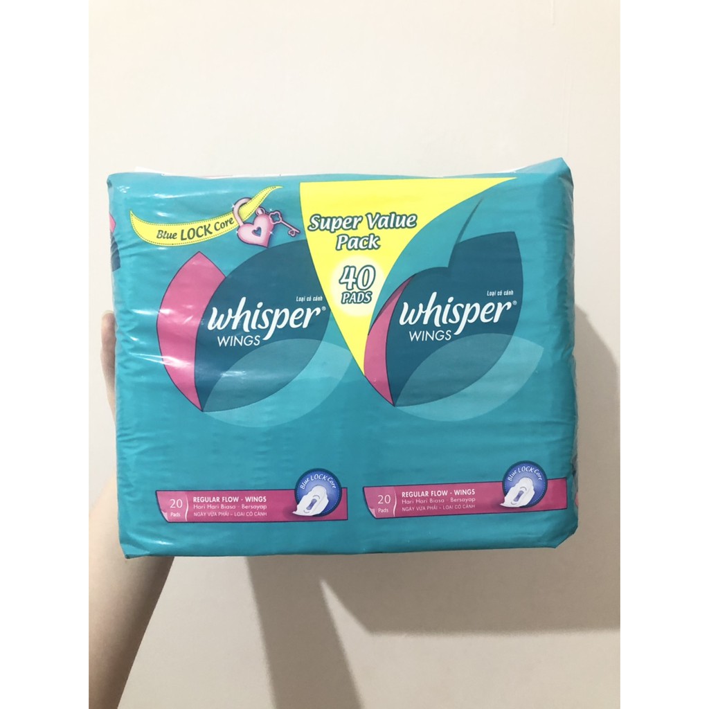 Whisper Pembalut Sanitary Pads Regular Flow Wings isi 40